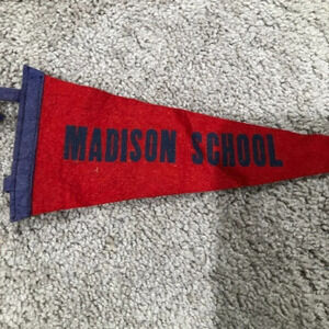 1950s Antique Madison School Pennant‎ Flag 11"